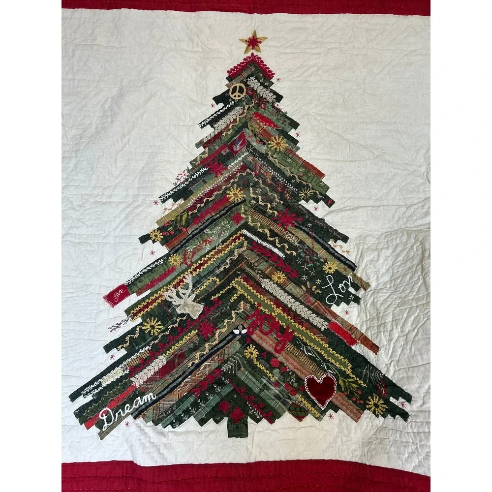 Pottery Barn Winter Dreams Queen Christmas Holiday Patchwork Quilt & 2 Shams